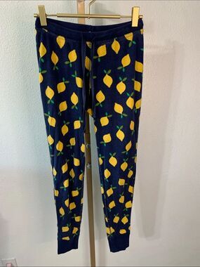 Hanna Andersson Navy with Yellow Lemon Print pj pants- size XS